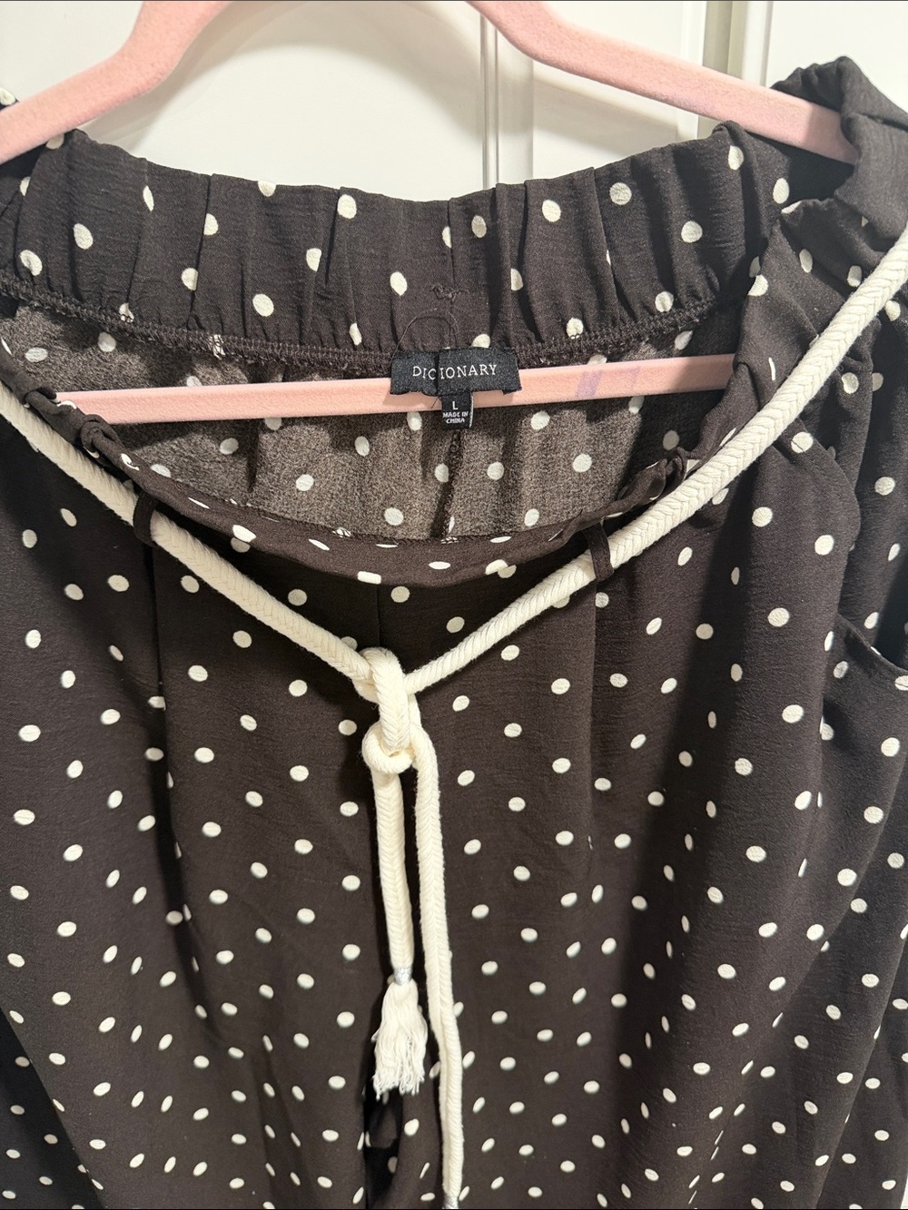 Polka Dot Wide Leg Pants in Brown and White